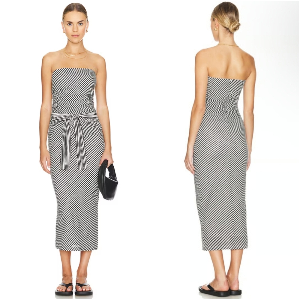 Amanda Uprichard Inaya Strapless Dress Black White Medium NWT New